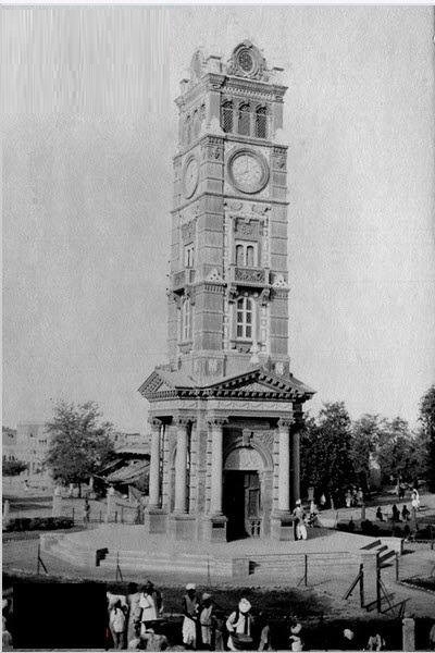 The clock tower at the centre of Lyallpur, now Faisalabad, photographed in the early 1900s.